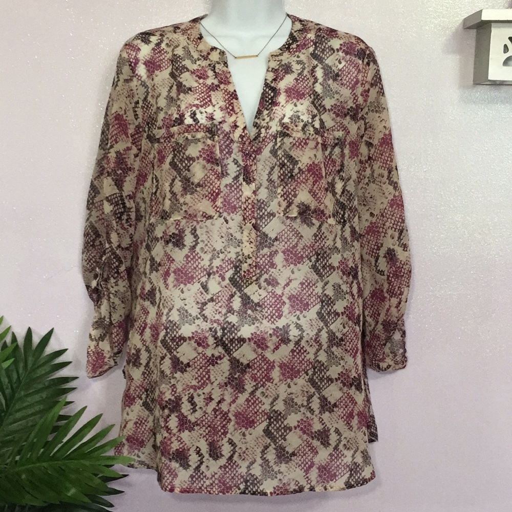 Apt. 9 - Sheer Snakeskin Print Tunic Blouse